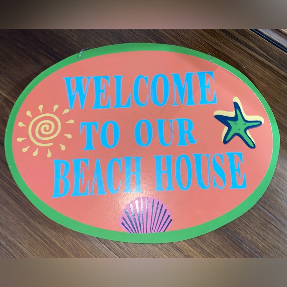 Beach House Wall Sign Coastal Decor – “Welcome to Our Beach House” Wood Sign